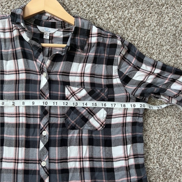 🦋 Time and Tru Plaid Button-Up Shirt Flannel Comfy Casual Large Soft - Picture 5 of 6